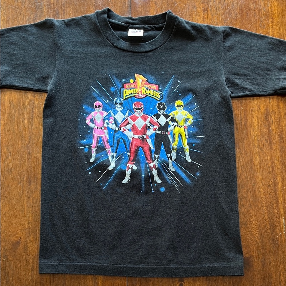 VINTAGE 94 Anvil Mighty Morphin Power Rangers Graphic Tee Size L Youth